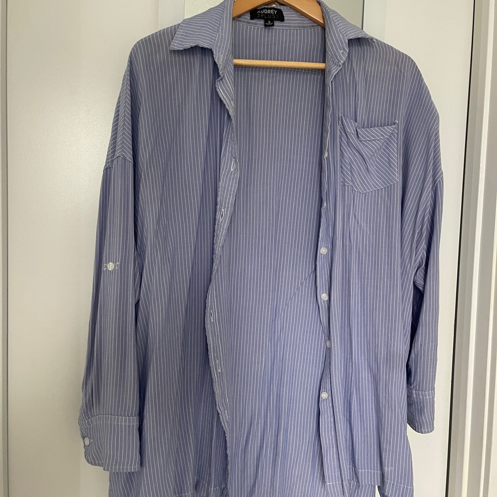 Audrey Casual Blue Striped Button Down Shirt
